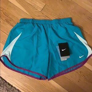 Pretty teal with purple accent Nike workout shorts